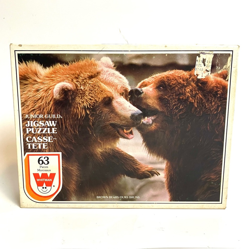 70s Vintage Puzzle Whitman Animal Brown Bear Children 63 pcs 1970s Kids